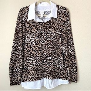 Chico's Layered Leopard Lightweight Sweater Combo